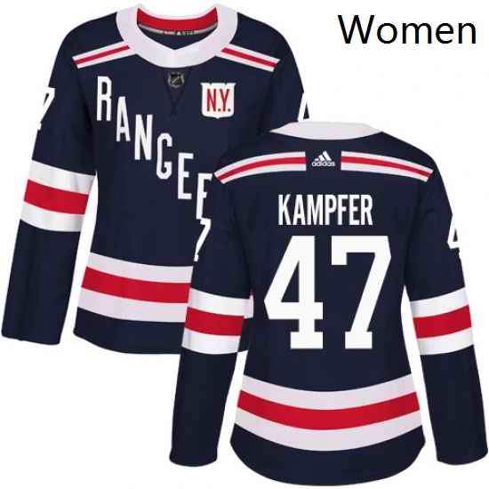 Womens Adidas New York Rangers 47 Steven Kampfer Authentic Navy Blue 2018 Winter Classic NHL Jersey